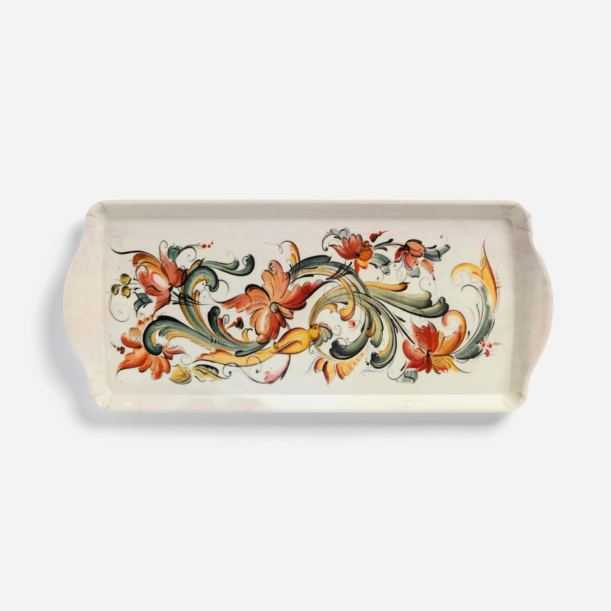 Almond Cake Tray with Cream Rosemaling Design by Lise Lorentzen  |  Serving Kitchen Serving