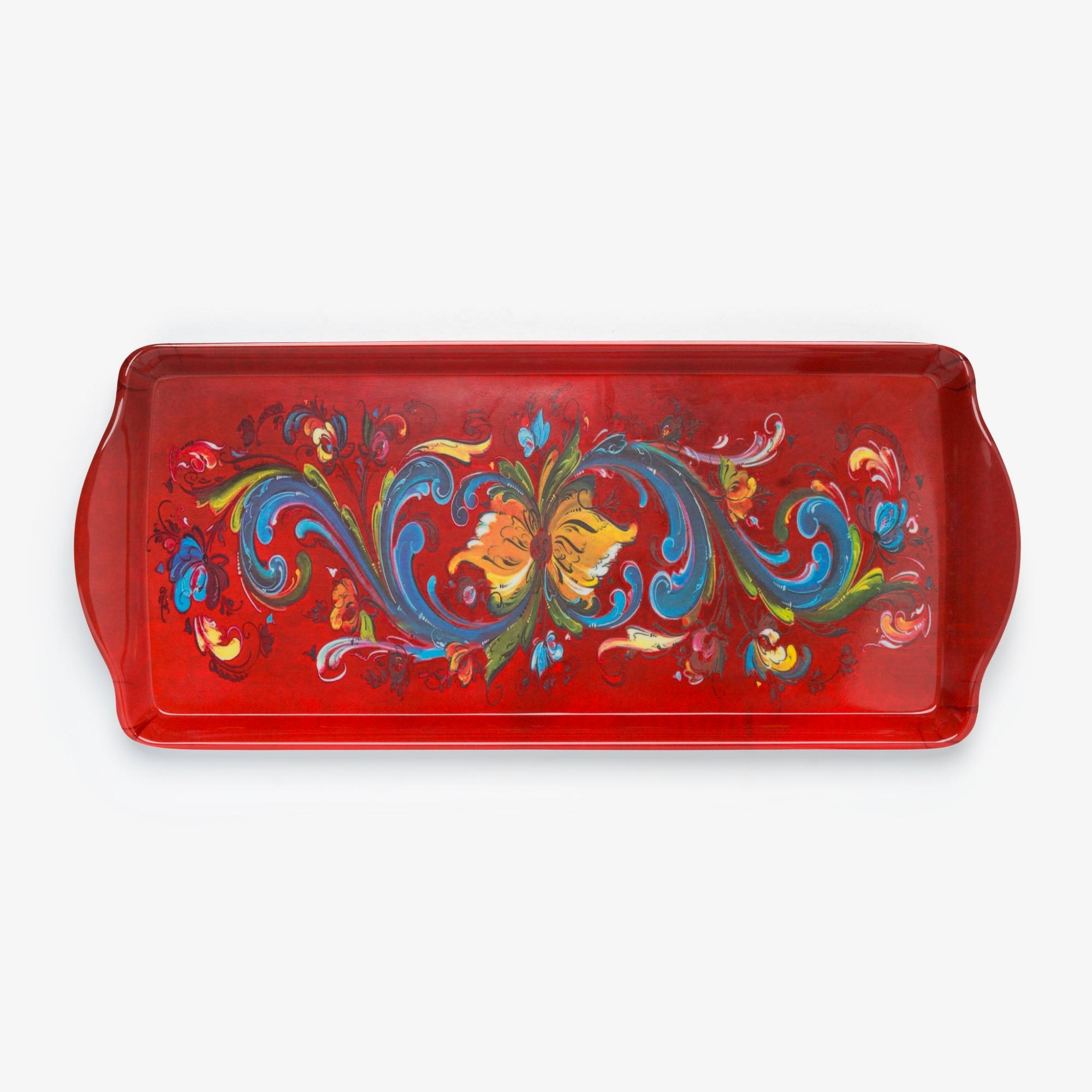 Almond Cake Tray with Red Rosemaling by Lise Lorentzen  |  Serving Kitchen Serving