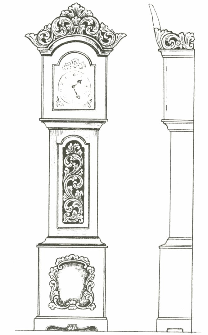 Amrud Acanthus Carving Pattern #54- Klokkekasse (Grandfather Clock)  |  Woodworking Folk Art Supplies Woodworking