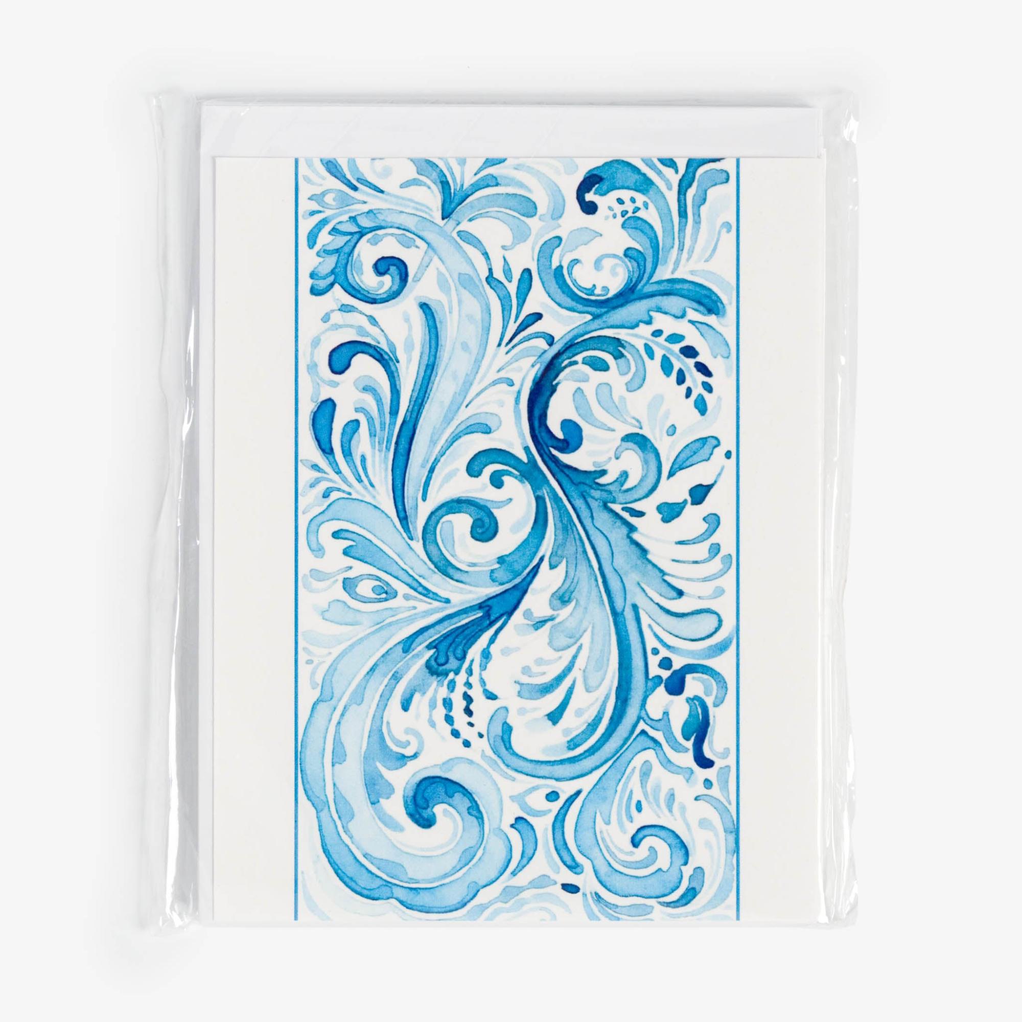 Blue Rosemaling Notecard Set by Sharon Christensen  |  Card Packets Card Packets Card Packets