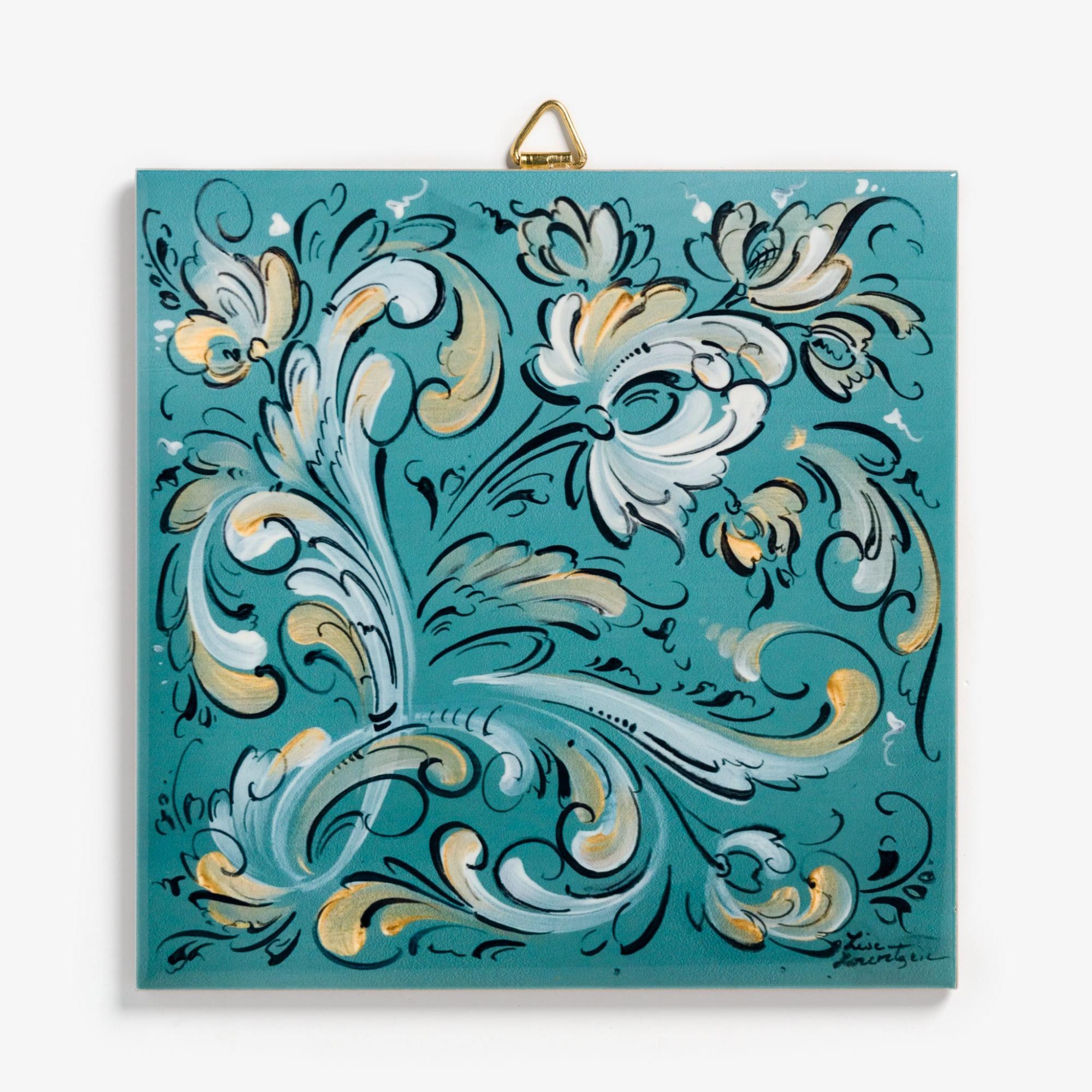 Blue Rosemaling Trivet with Artwork by Lise Lorentzen  |  Trivets & Coasters Kitchen Trivets & Coasters