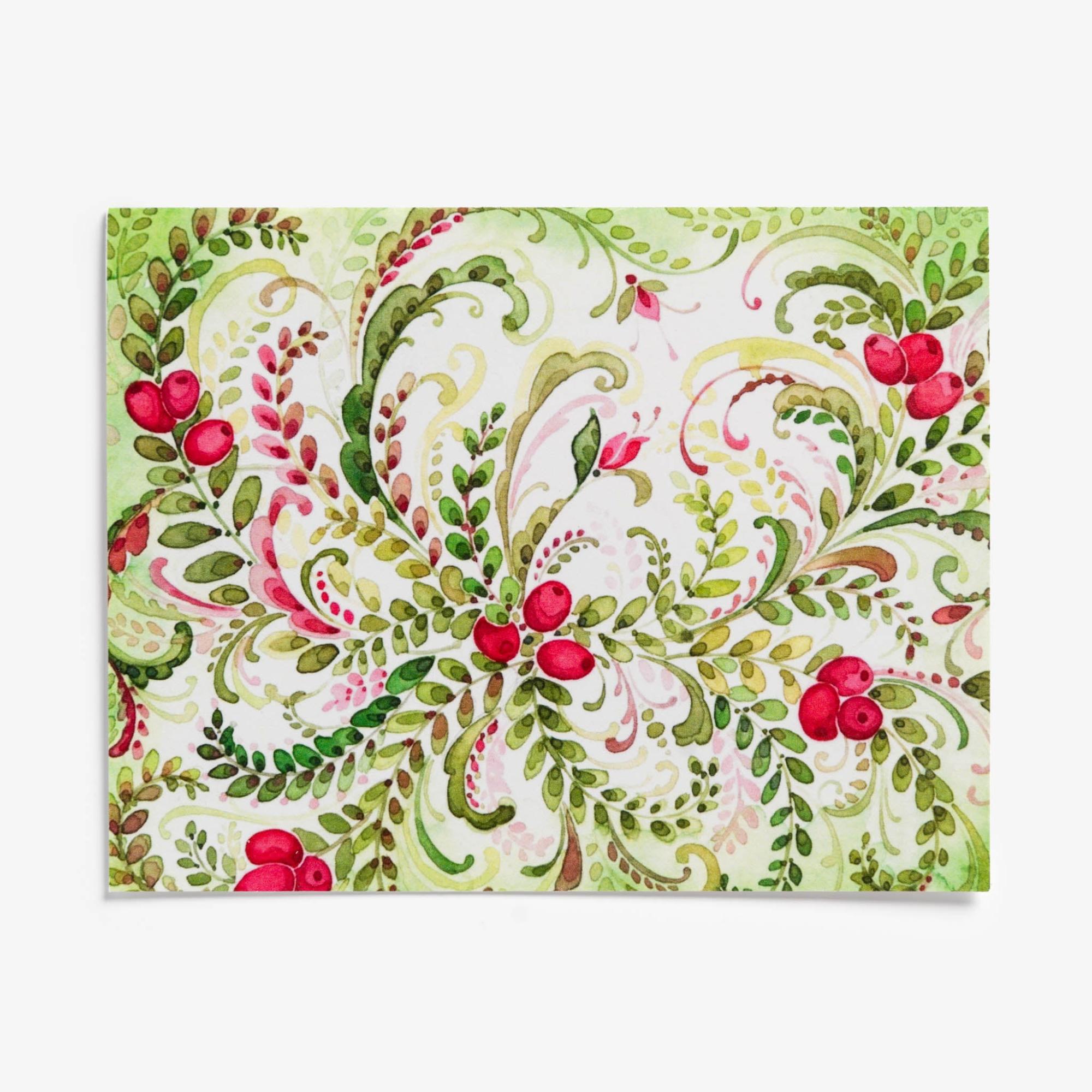 Cranberry Notecard Set with Rosemaling by Sharon Christensen  |  Card Packets Card Packets Card Packets