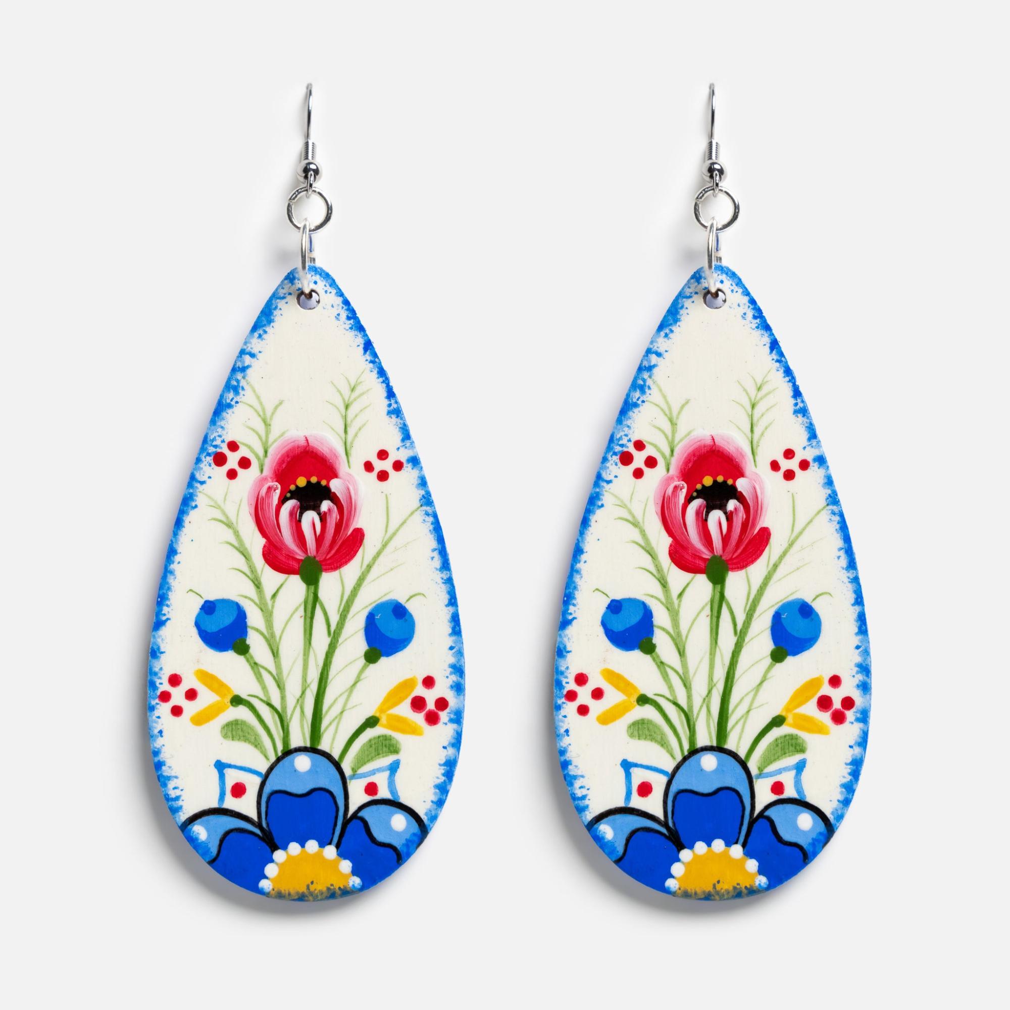 Earrings with Rosemaling Design by Denise  |  Rosemaling Handcrafted Art Rosemaling