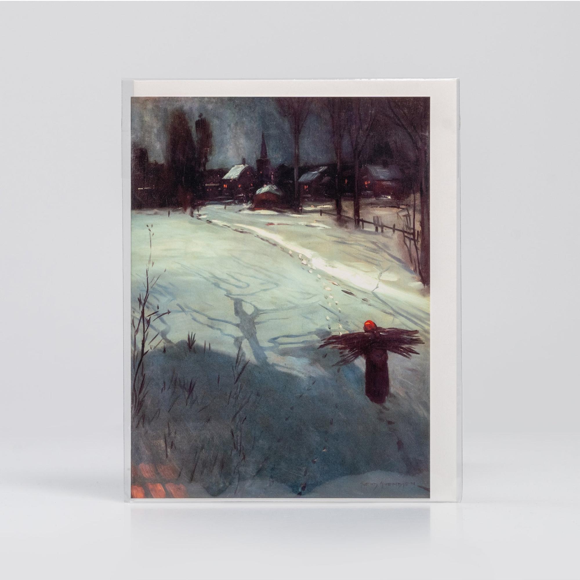 Faggot Gatherer on Snowy Road By Svend Svendsen –  Collection Card  |  Single Cards Cards & Calendars Single Cards