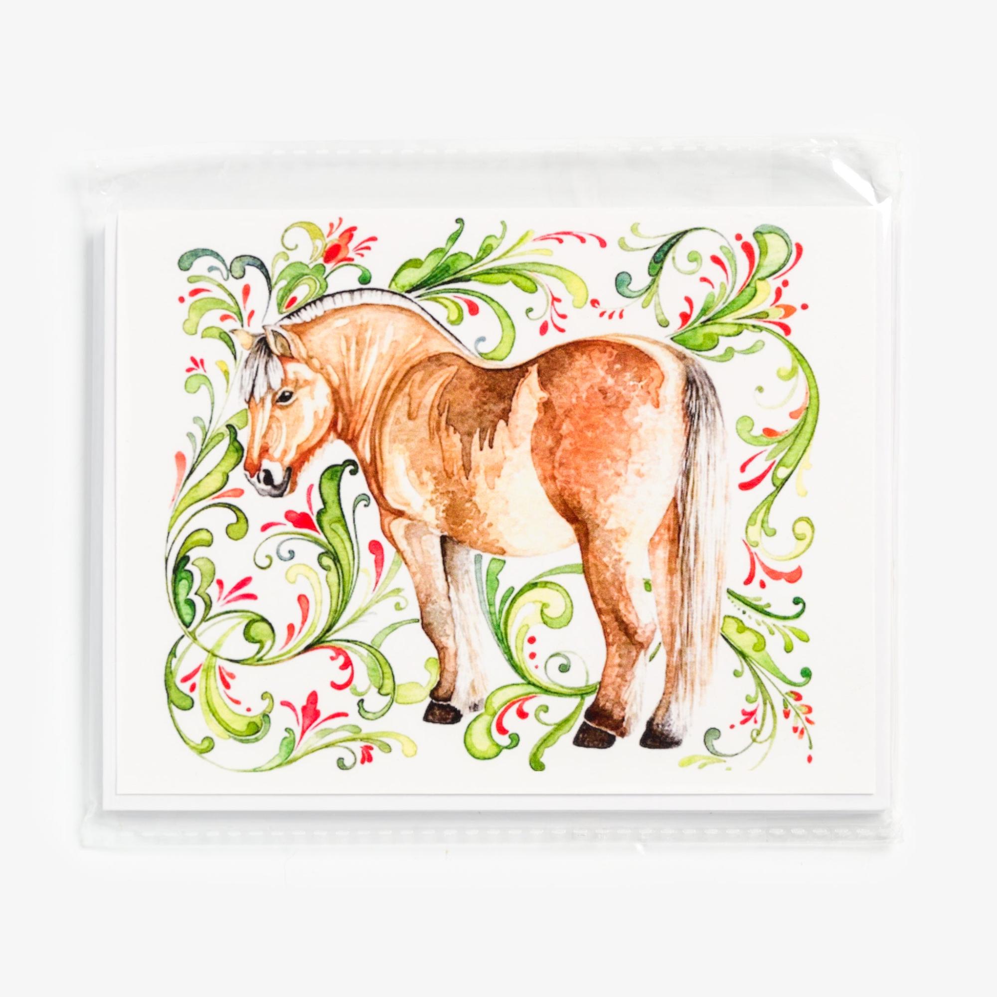 Fjord Pony Notecards Set with Rosmaling by Sharon Christensen  |  Card Packets Card Packets Card Packets