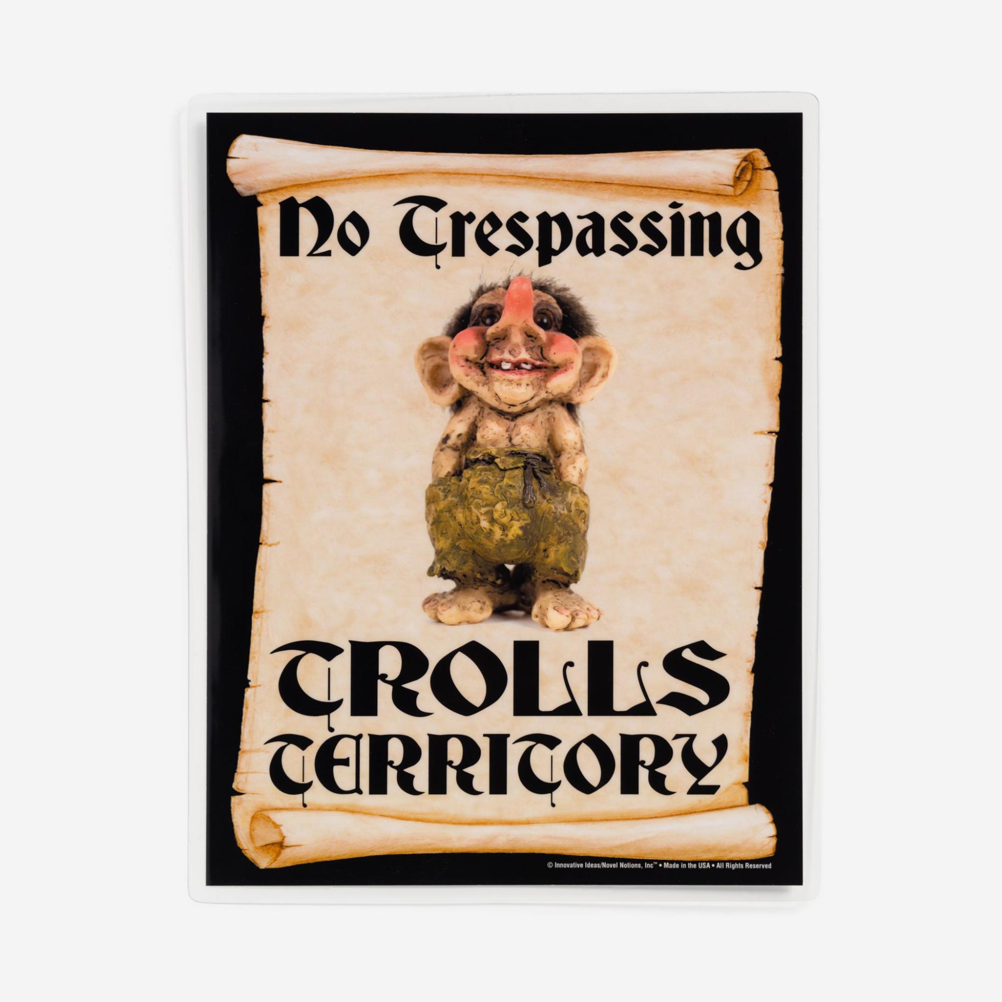 No Trespassing: Troll Territory Sign  |  Novelties For Fun Novelties