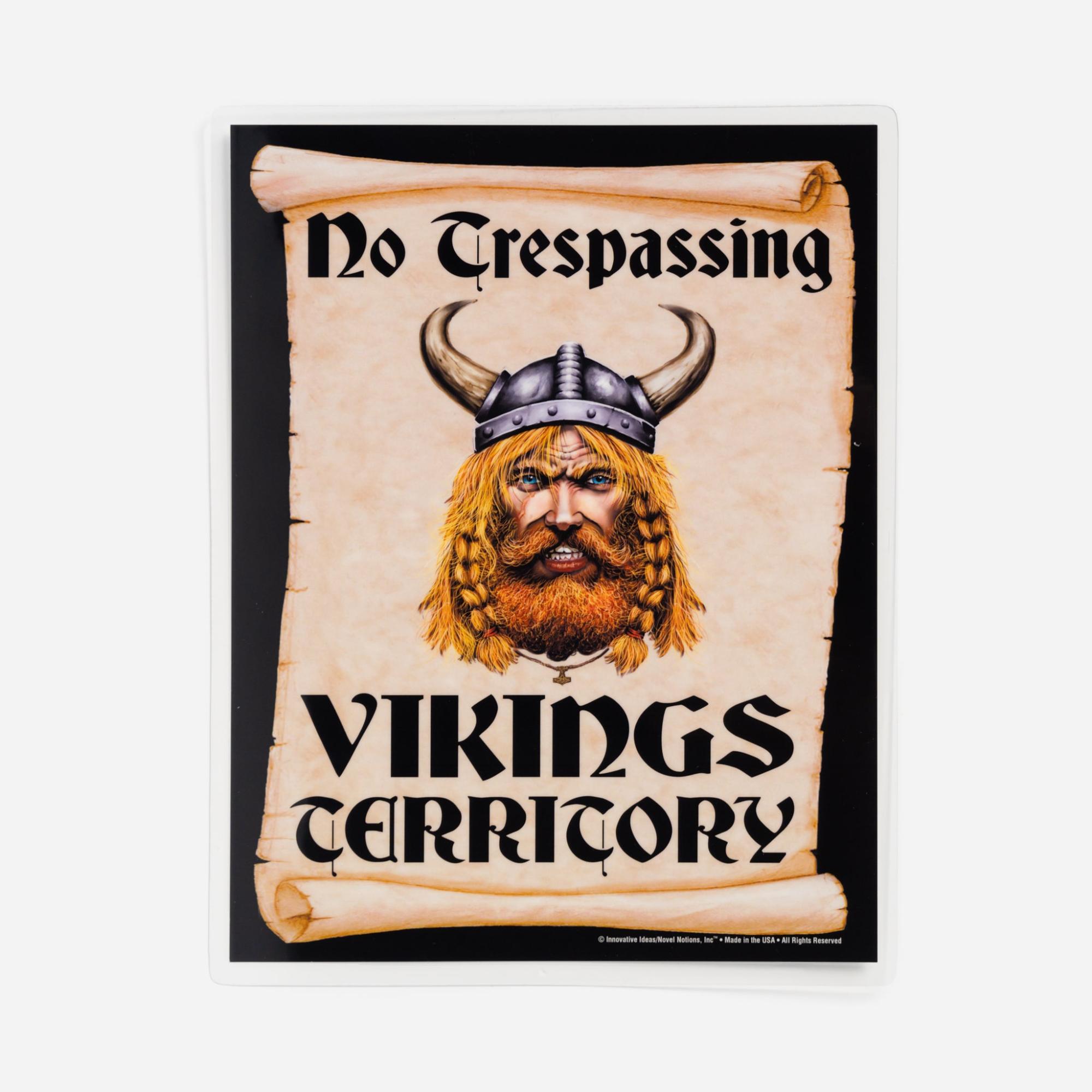 No Trespassing: Vikings Territory Sign  |  Novelties For Fun Novelties