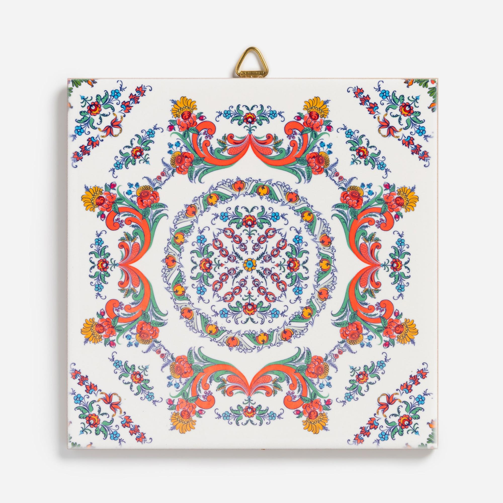 Rosemaling on White Trivet  |  Trivets & Coasters Kitchen Trivets & Coasters