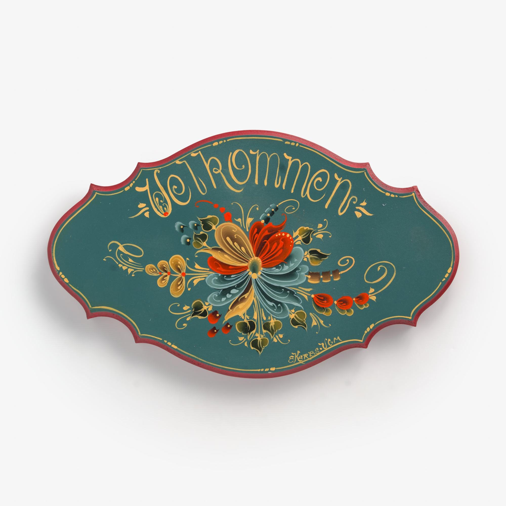 Velkommen Plaque with Original Telemark Rosemaling by Ellen Kerbs  |  Rosemaling Handcrafted Art Rosemaling