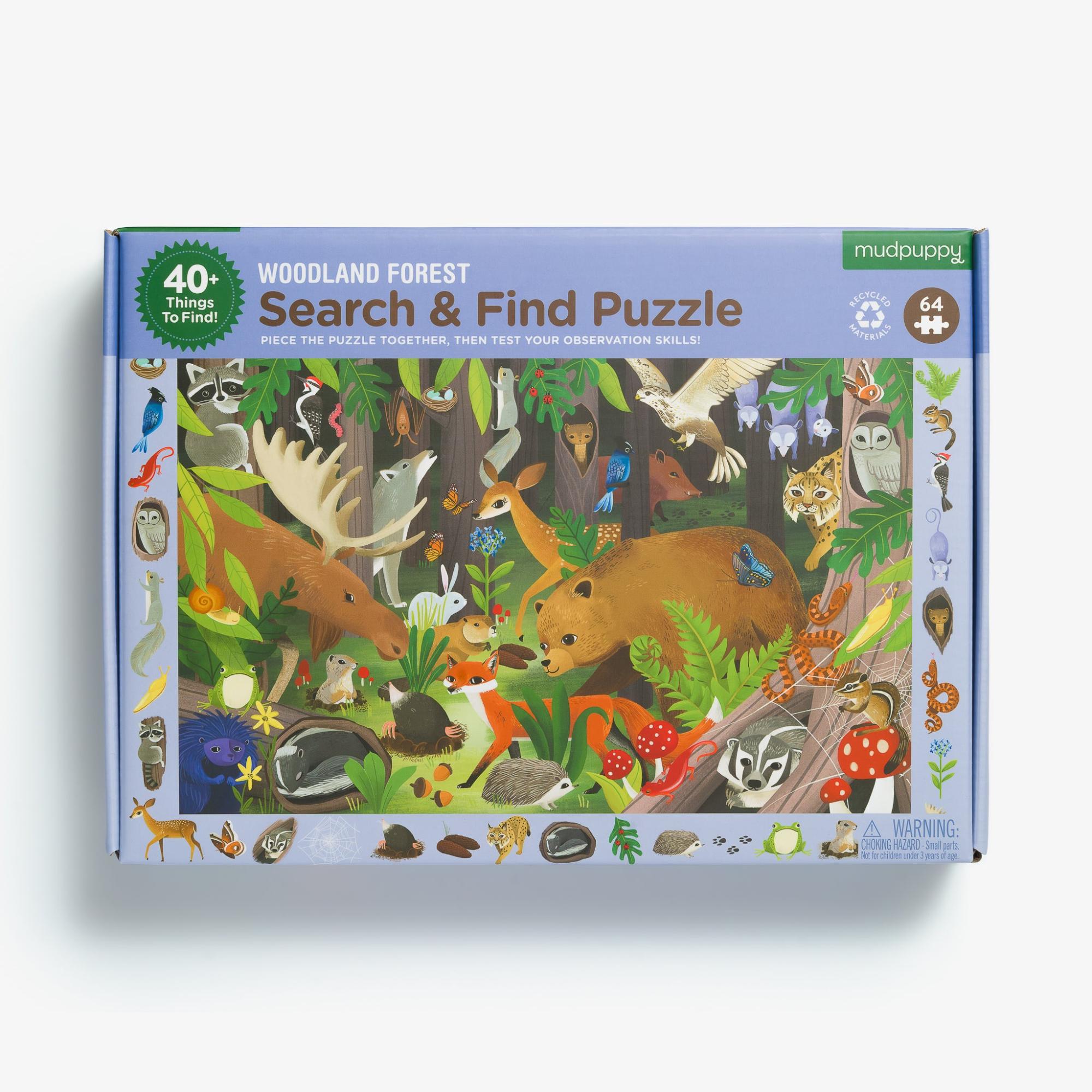 Woodland Forest 64-piece Search & Find Puzzle by Kaley McKean  |  Toys For Fun Toys