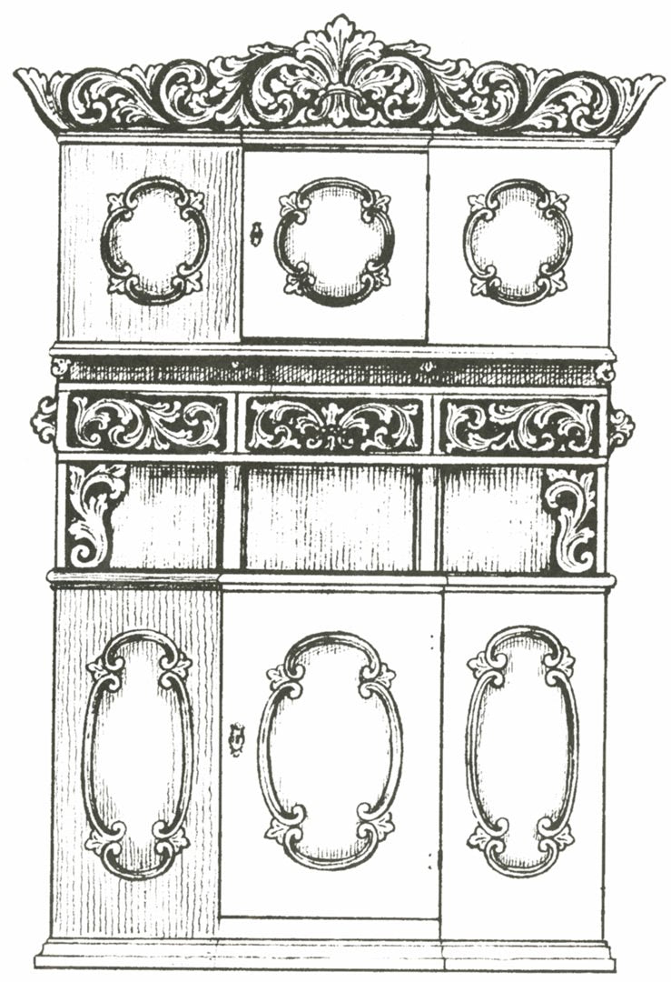 Amrud Acanthus Carving Pattern #76- Framskap (Hutch)  |  Woodworking Folk Art Supplies Woodworking